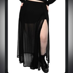 Foxblood Black Mesh Darla Skirt Skort 2x built in shorts